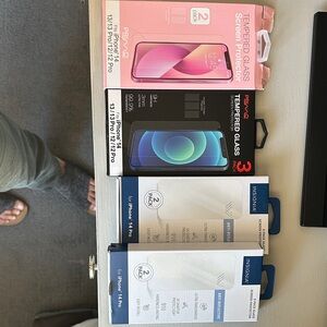 Tempered Glass Screen Protector for iPhone 13/13 Pro/12/12 Pro - Pink and Black